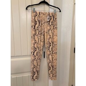 Sassy Southern NEW Snake Print Leggings One Size Tan Brown Stretch Snakeskin